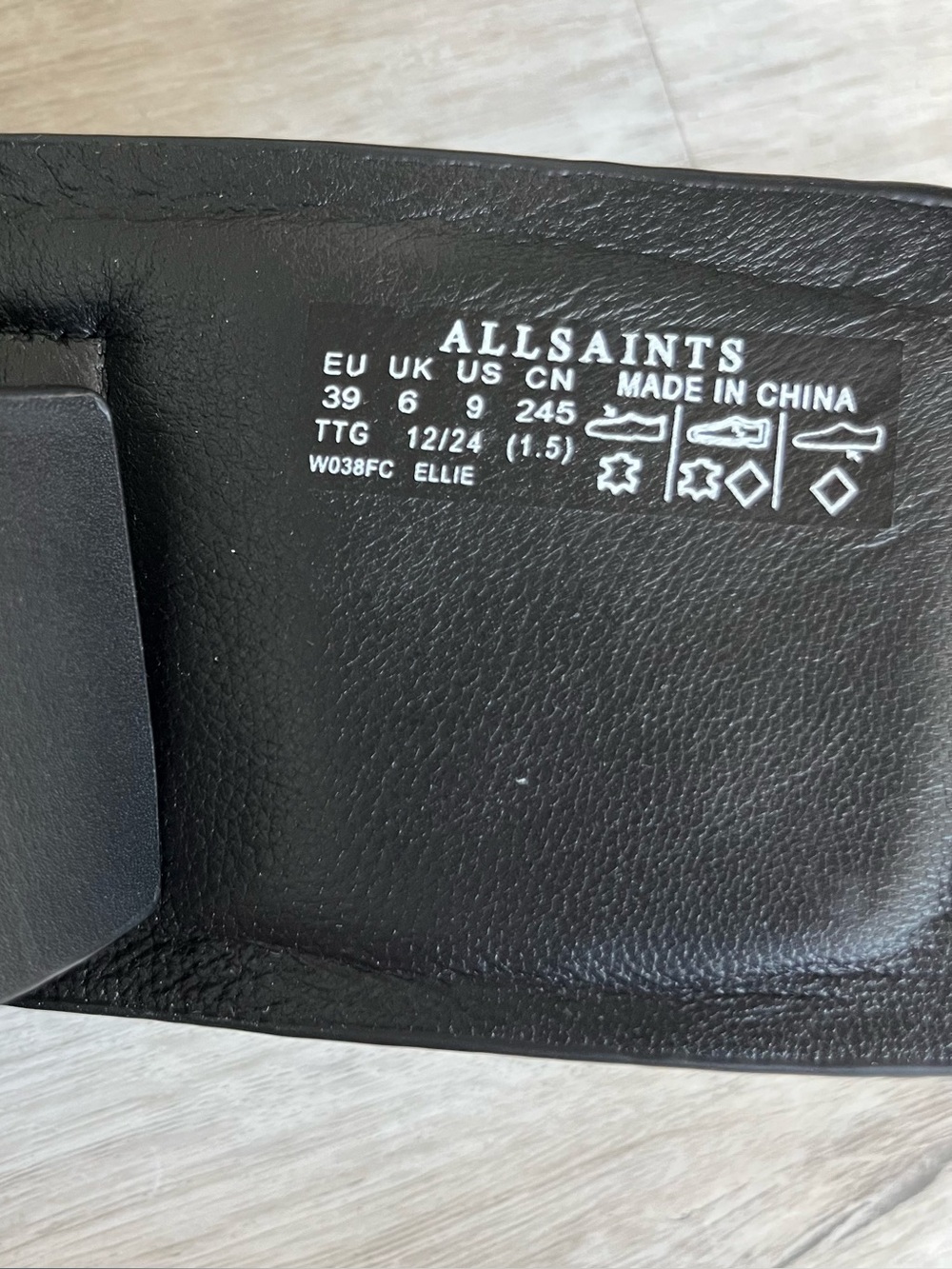 AllSaints Ellie Stud Slider Black Leather Gold Sandal Shoe 9 / EU 39 NWT NWOB - Picture 8 of 11